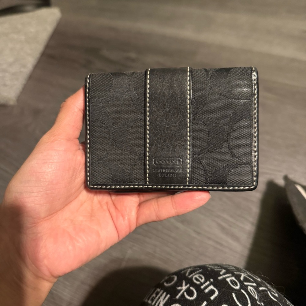 Coach Black Signature Bi-Fold Card Holder